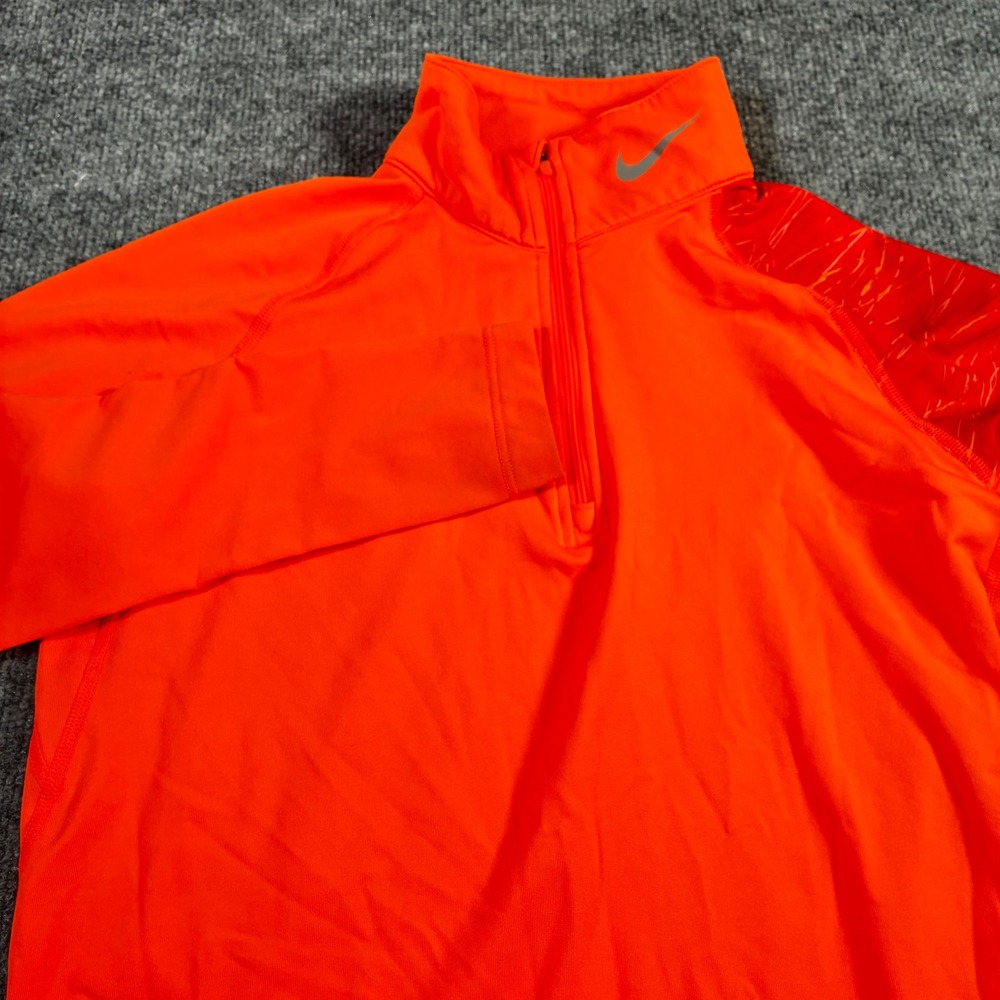 Nike‎ Pro Combat Therma-FIT Quarter Zip Womens M Orange Fitted Pullover